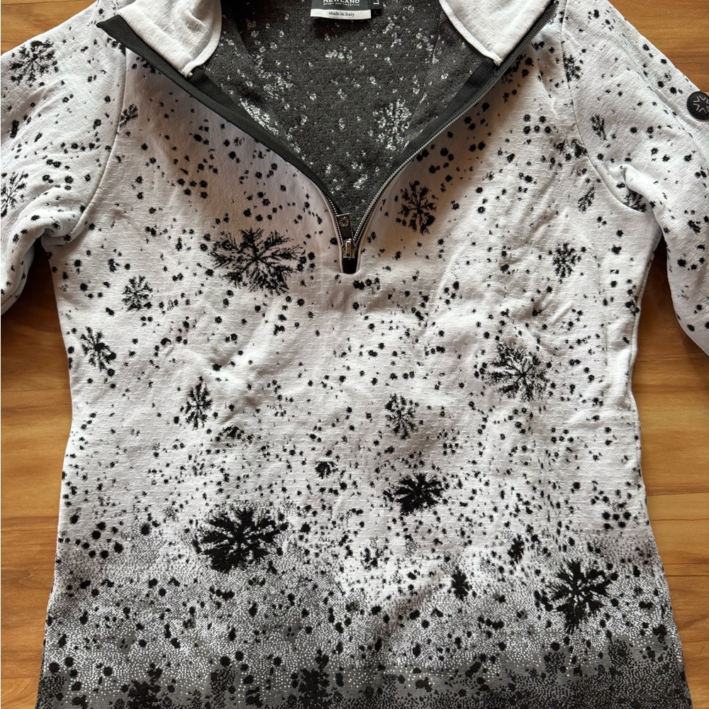 Half-Zip Snowflake Ombre Pullover Midlayer - Whit… - image 4